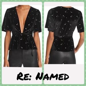 Re: Named Velvet Star-print Wrap Top Black/silver
